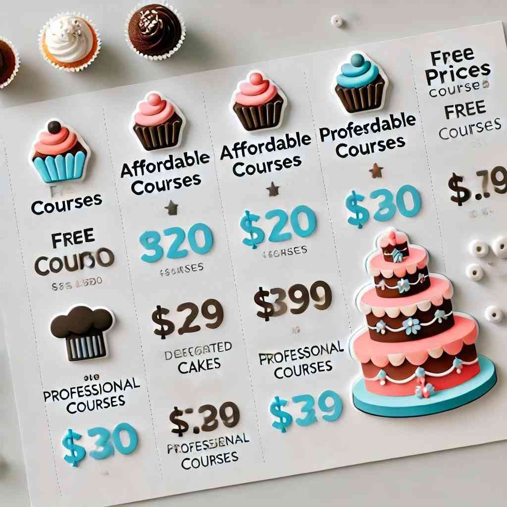 Curso de Confeitaria: Guia Completo para Escolher o Melhor Curso e Transformar Sua Paixão em Carreira 7 Tabela comparativa de preços de cursos de confeitaria, mostrando categorias de cursos gratuitos, acessíveis e profissionais.